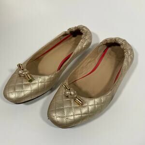 Lilly Pulitzer Gold Quilted Knot Just another Ballet Flat slippers Women size 7